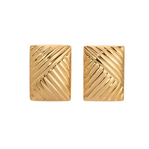 Wholesale  14k gold pleated geometric lines thread earrings