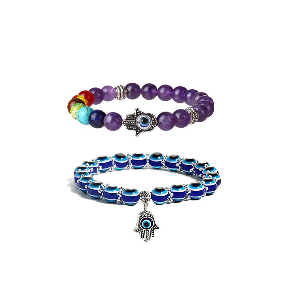 Wholesale Colorful Stone Beads Devil's Eye Palm Bracelet ACC-BT-Zhongh012