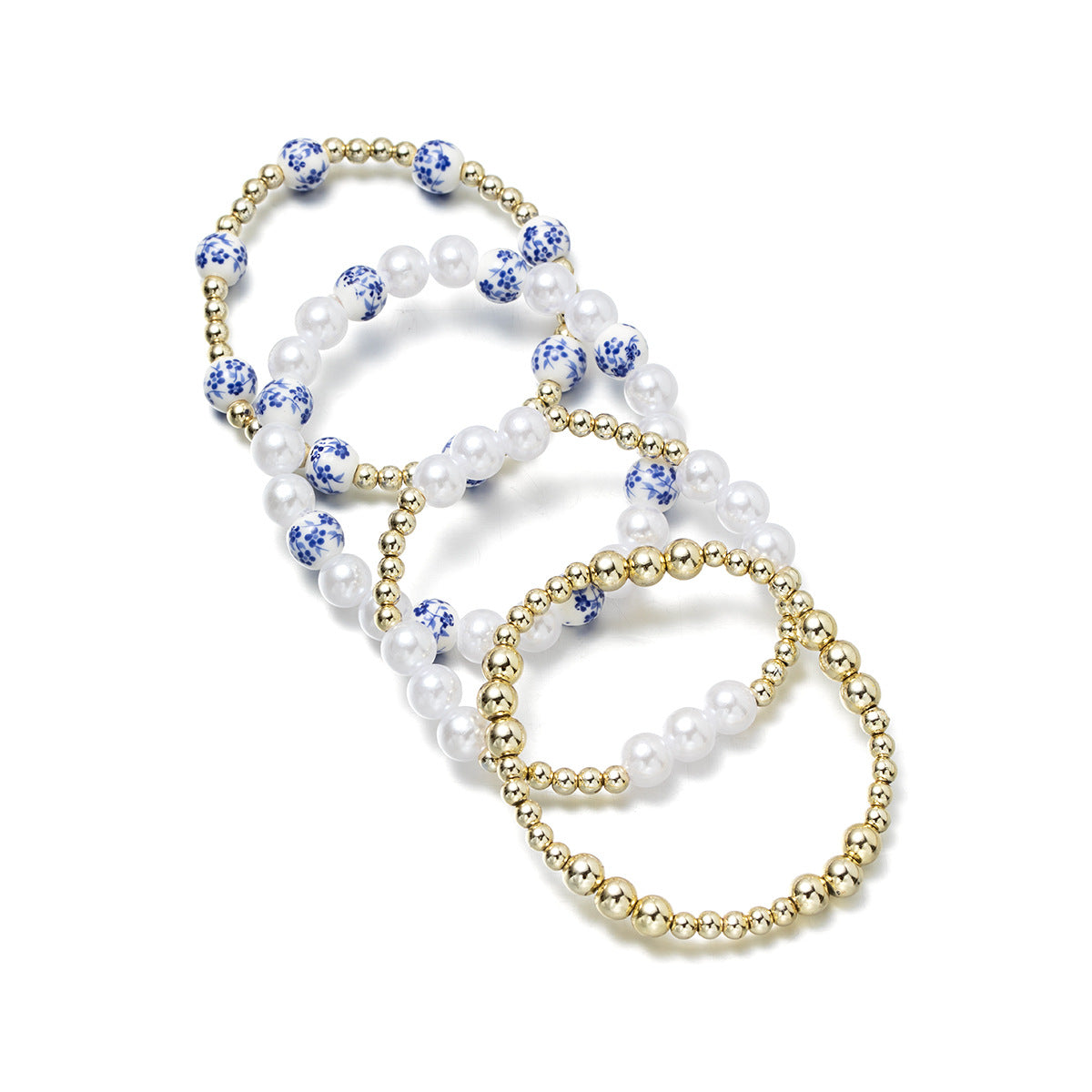 Wholesale  blue and white ceramic pearl beaded bracelet