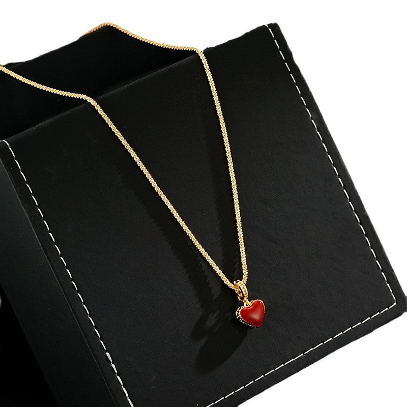 Wholesale Luxury Retro Red and White Love Double-Sided Necklace
