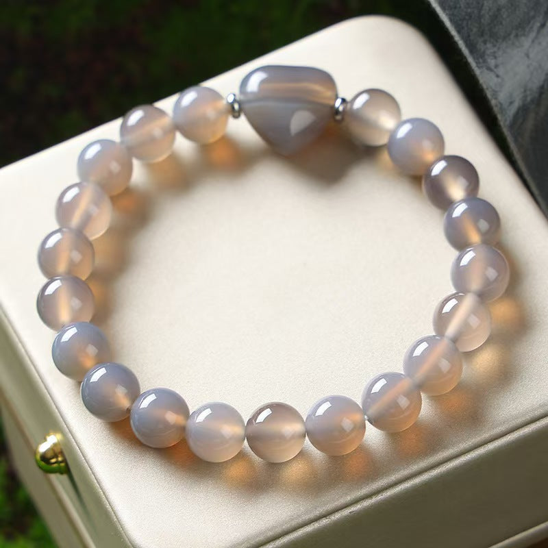Wholesale Trendy Natural Stone Heart Shaped Bracelet Tiger Eye Amethyst Lapis Lazuli Obsidian Beaded Unisex Gift