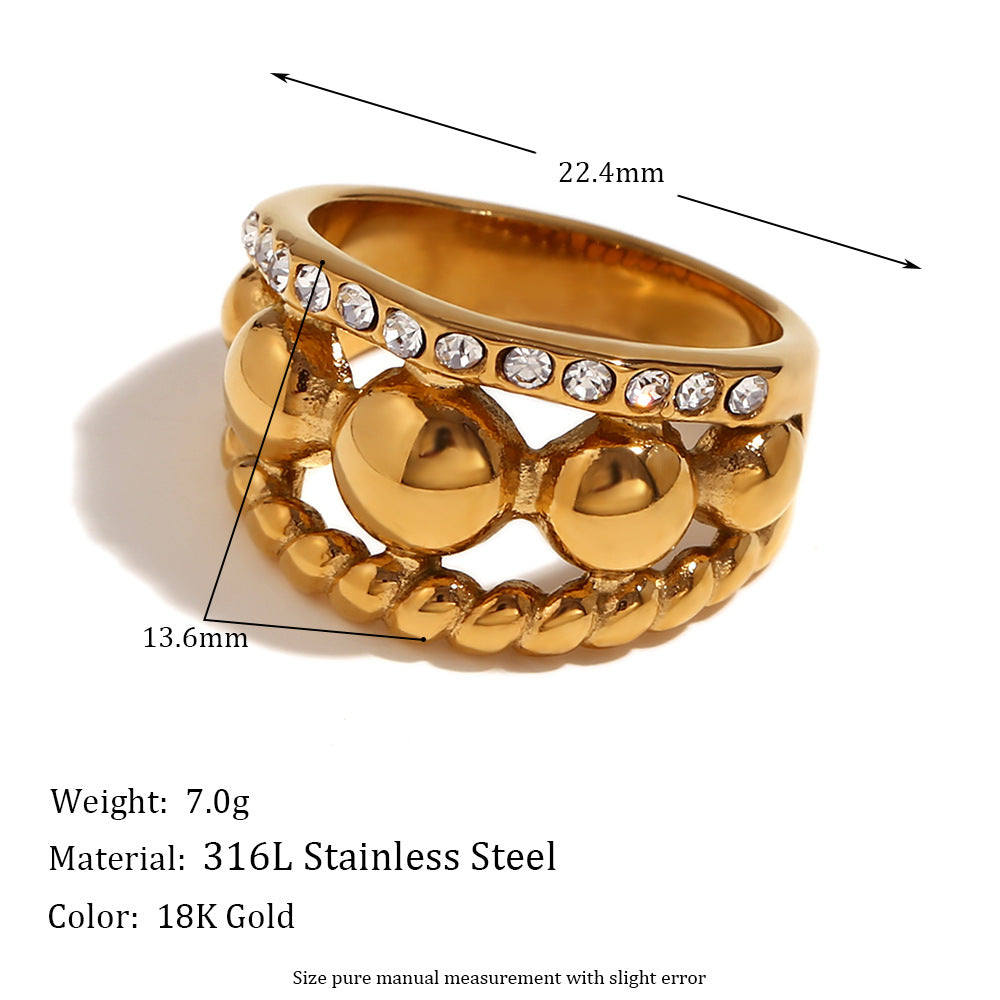 Wholesale Stainless Steel Rings 18K Gold Plated Rings Micro Inlaid Zircon Open Ring ACC-RS-MengJia007