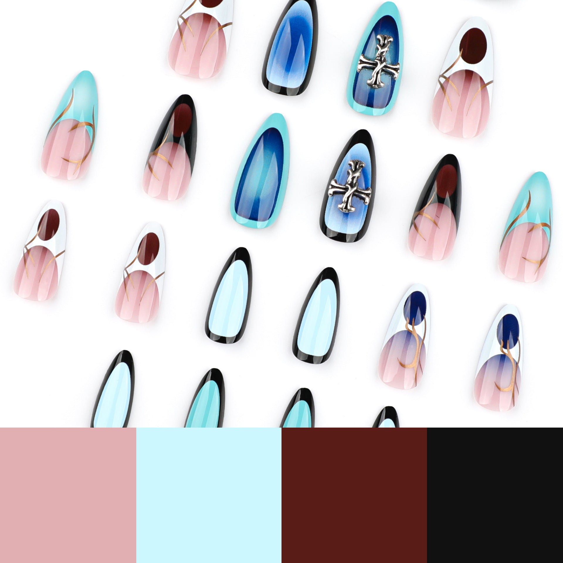 Wholesale 24 Pieces/box Cross Nails Kits Nail Stickers