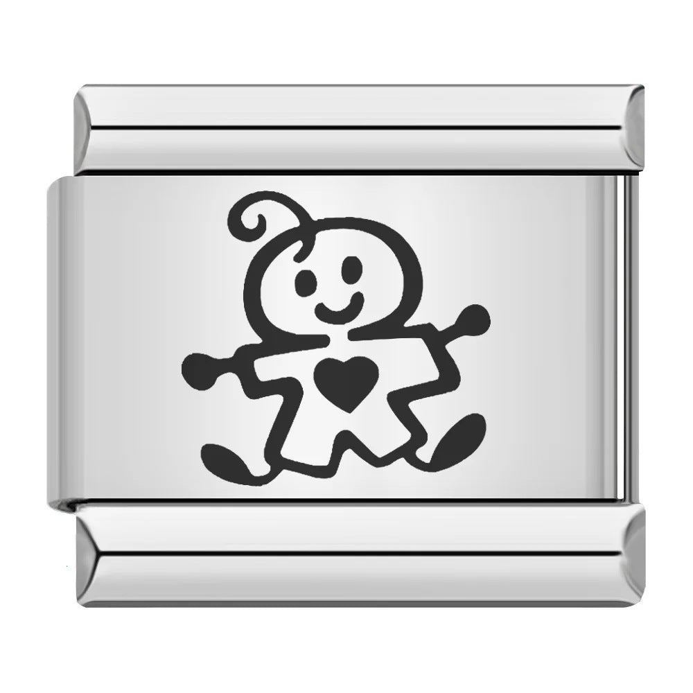 Wholesale 9mm Italian Charm Starter Bracelets DIY square Single Section Creative Stainless Steel Composable Bracelet