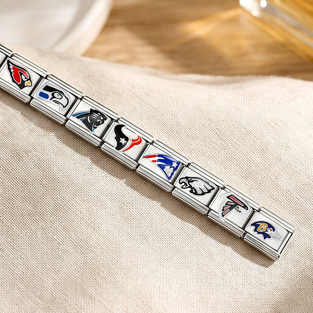 Wholesale Trendy Star Motif Sports Fan Italian Modular Bracelet Stainless Steel DIY Elastic Jewelry Accessory