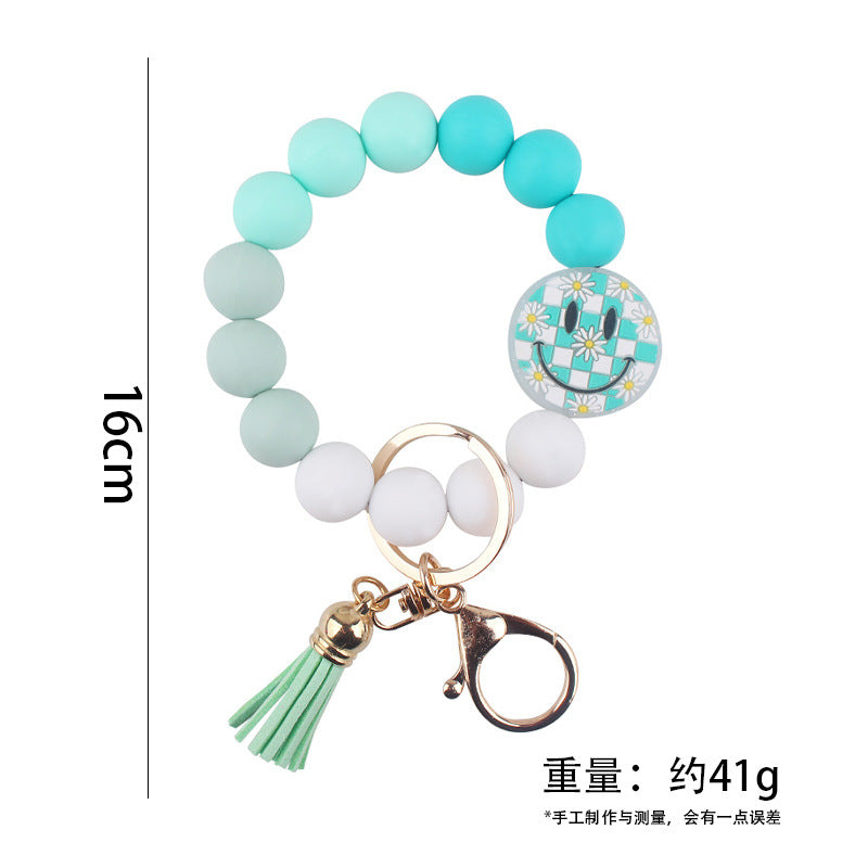 Wholesale Cute Smiley Silicone Bead Keychain