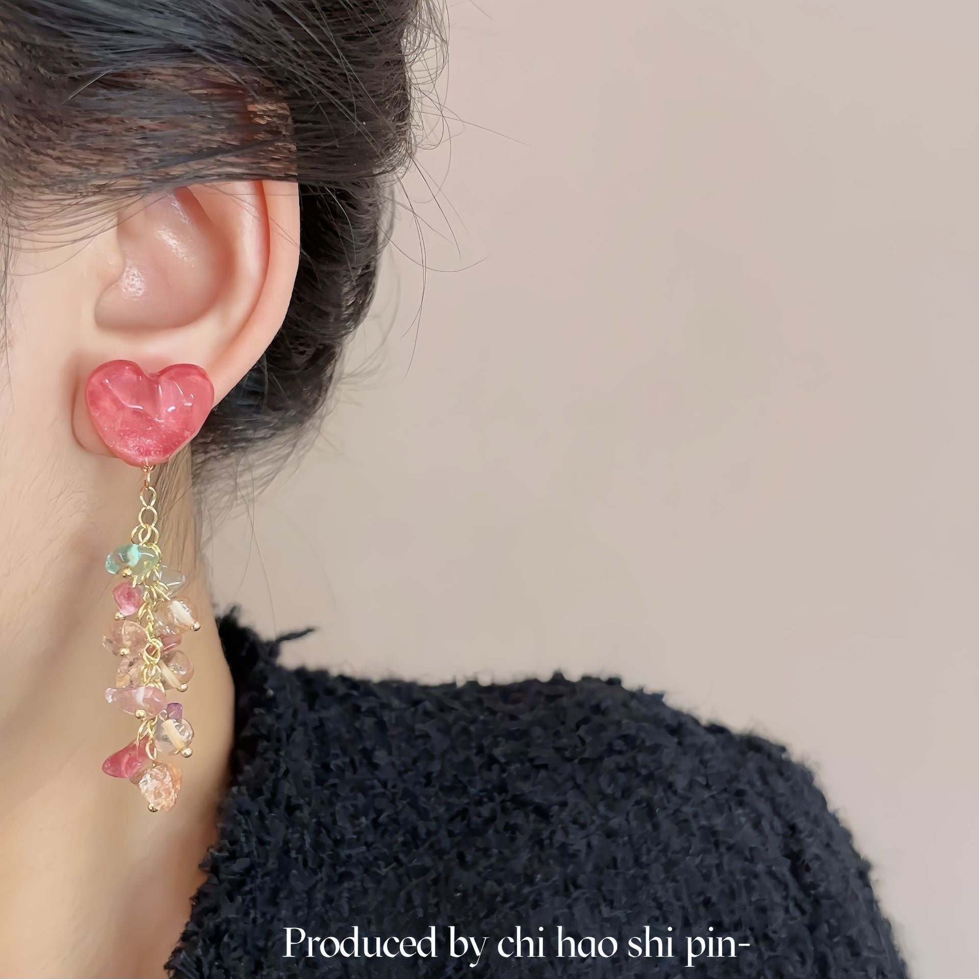 Wholesale Heart  Flower Tassel Earrings