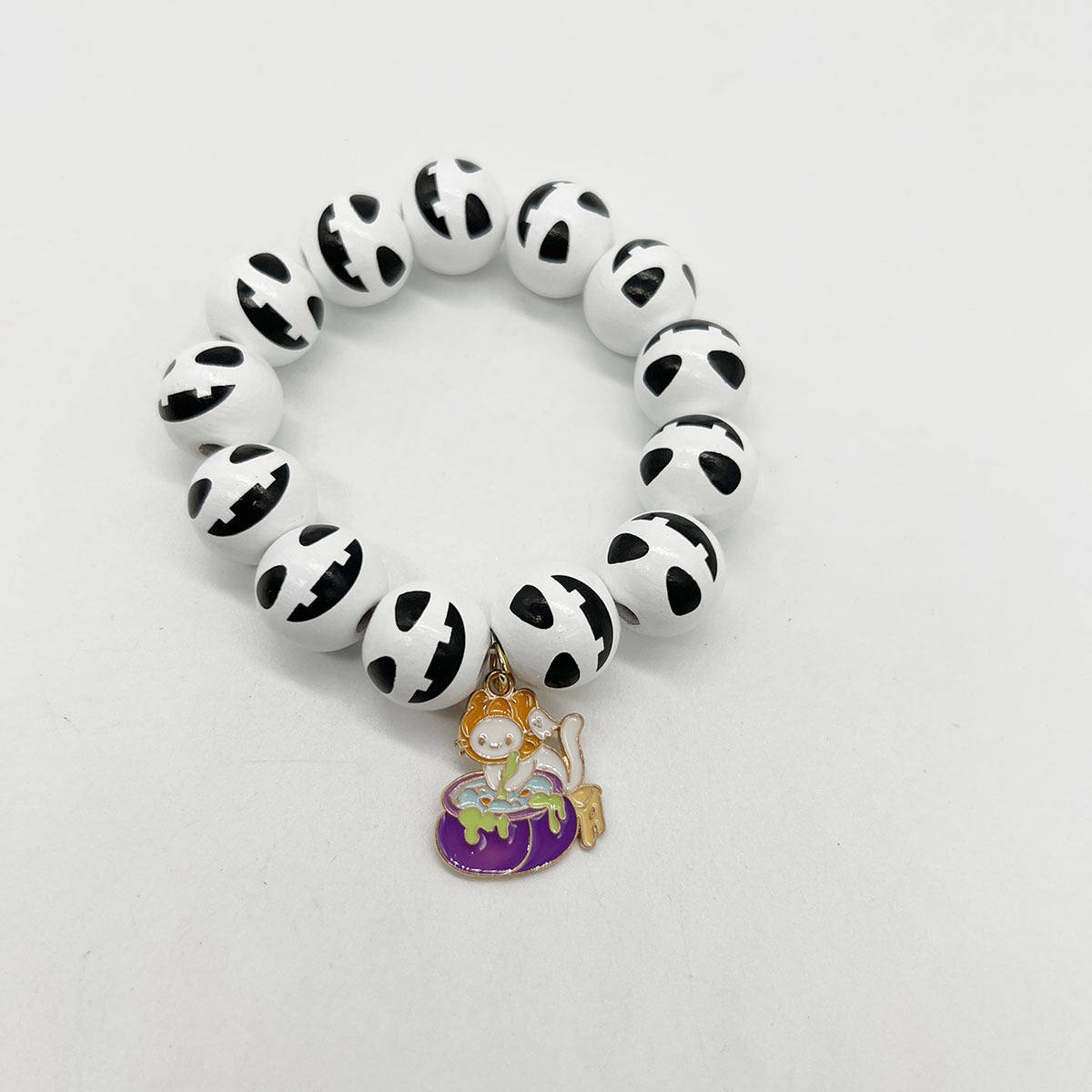 Wholesale Christmas Snowflake Christmas Tree Halloween Orange Wooden Beads Stretch Bracelet ACC-BT-Nanh005