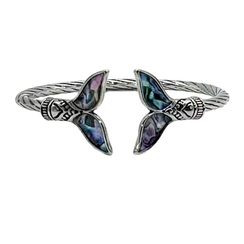 Wholesale Zinc Alloy Mermaid Open Bangle,  Blue Retro Fashion Bracelet,  Jewelry Accessory for Resale