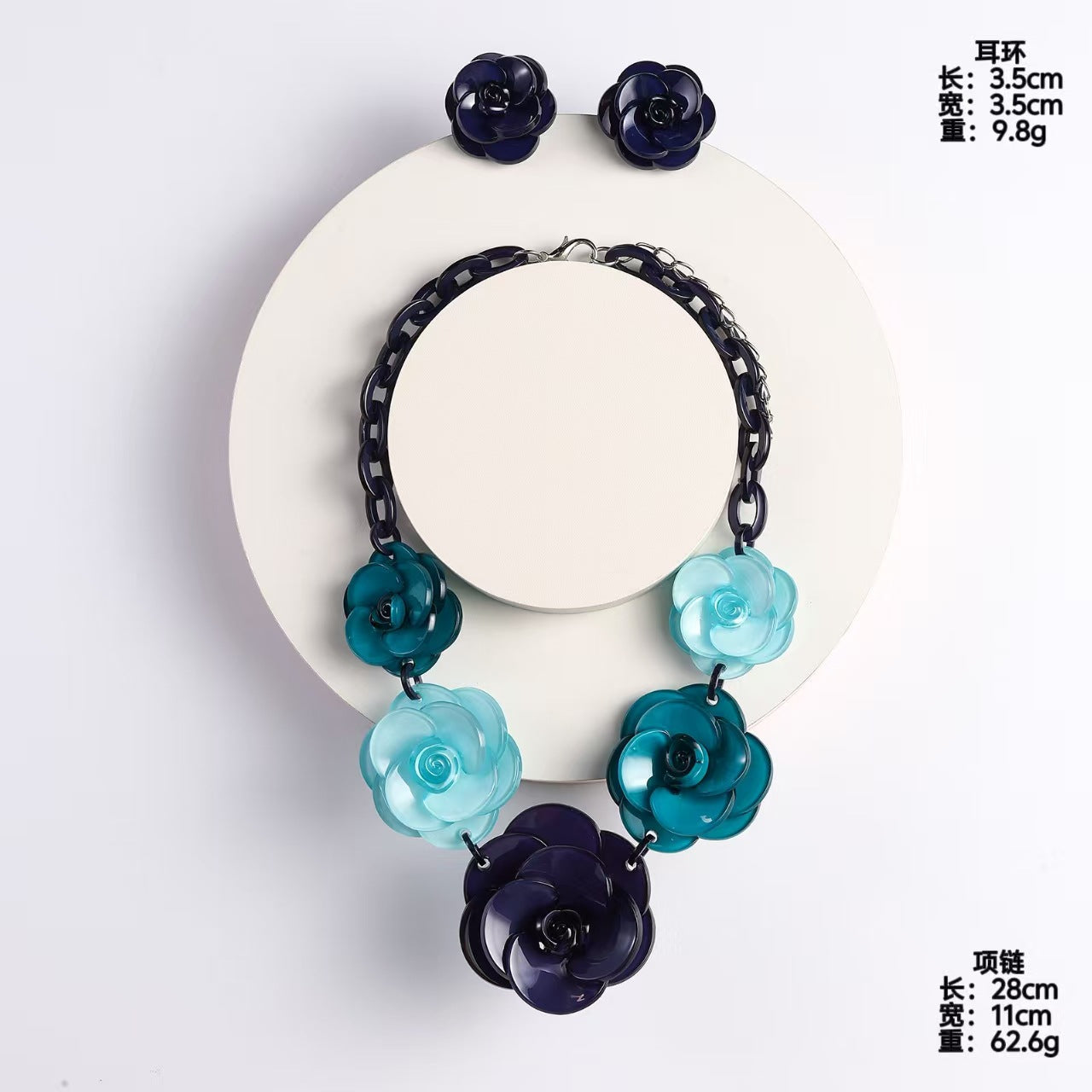 Wholesale Acrylic Flower Necklace and Earring Set,  Creamy Sweet Style,  Fashion Accessory for Boutique Resale