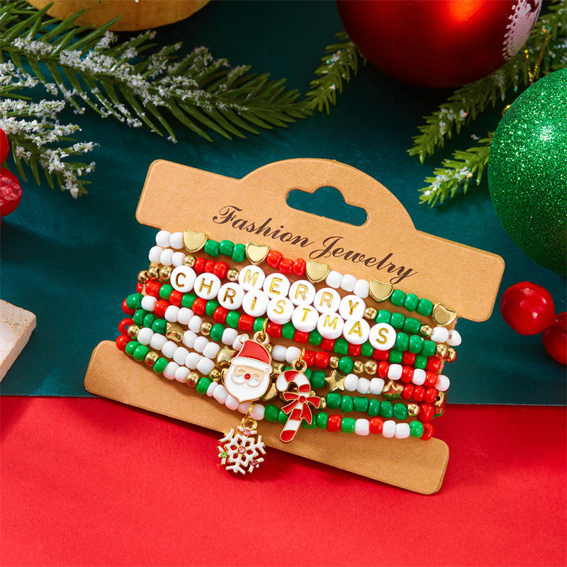Wholesale Christmas soft ceramic multi-layer cartoon  bell bracelet