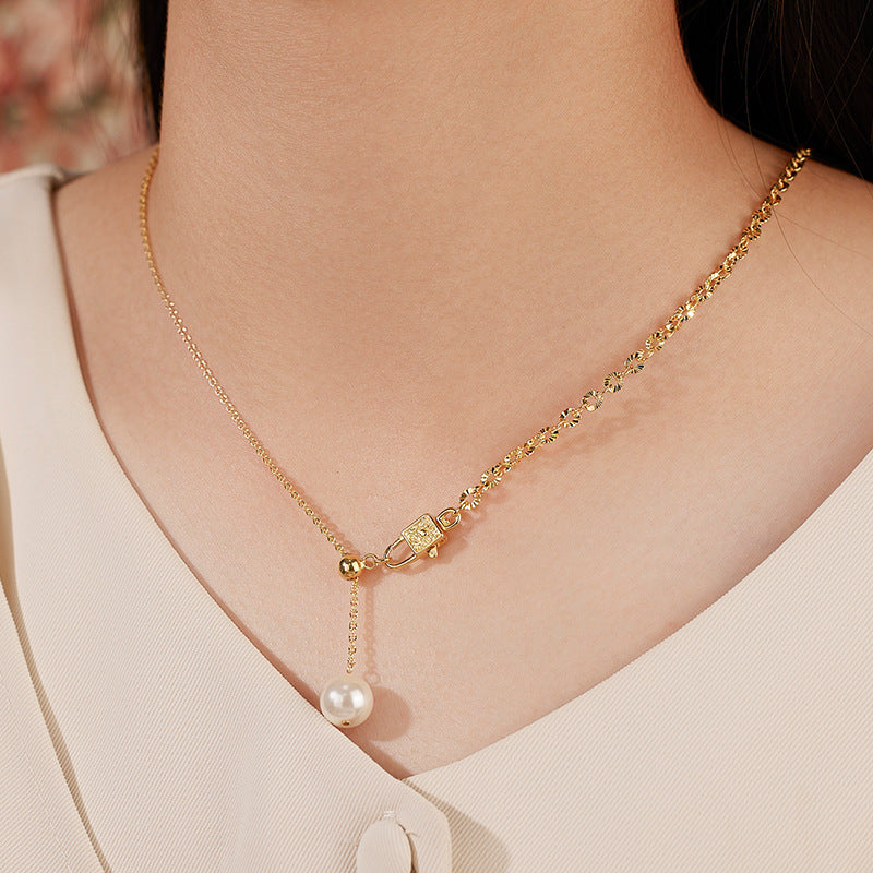 Wholesale Adjustable S925 Sterling Silver Necklace  Versatile Sunflower Lockbone Chain