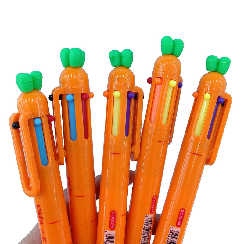 Wholesale Colorful Plastic Cartoon Carrot Pen Multi-color Pen