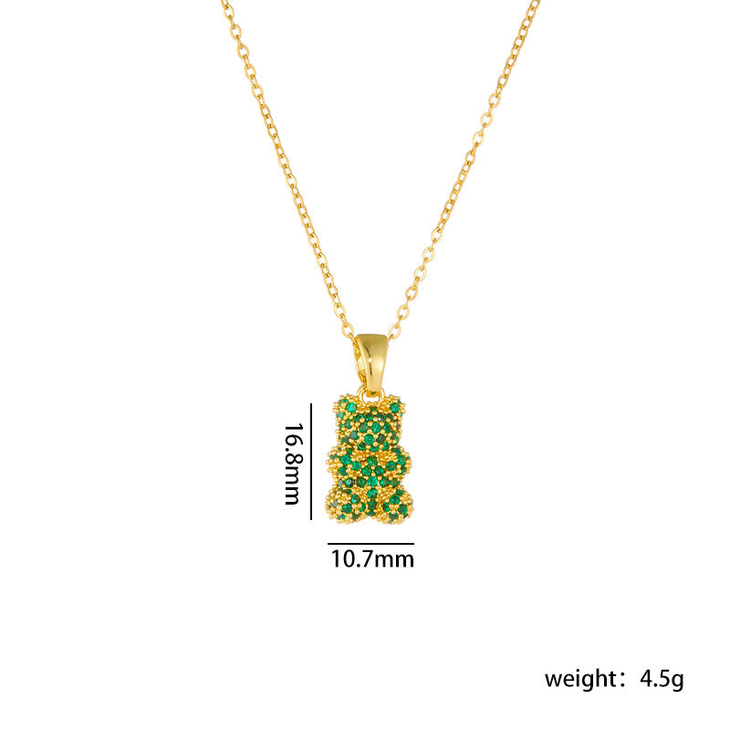 Wholesale  colorful bear necklace female niche design clavicle chain
