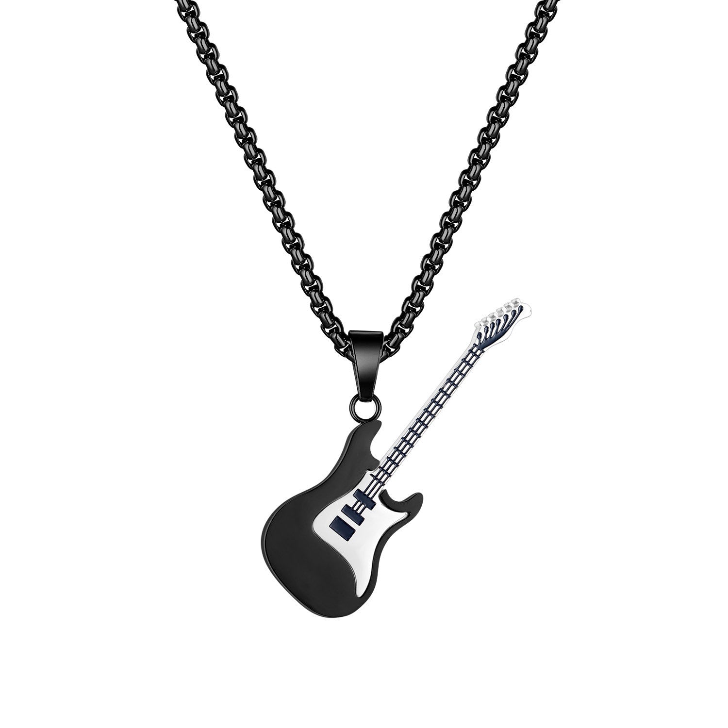 Wholesale hip hop stainless steel guitar pendant necklace