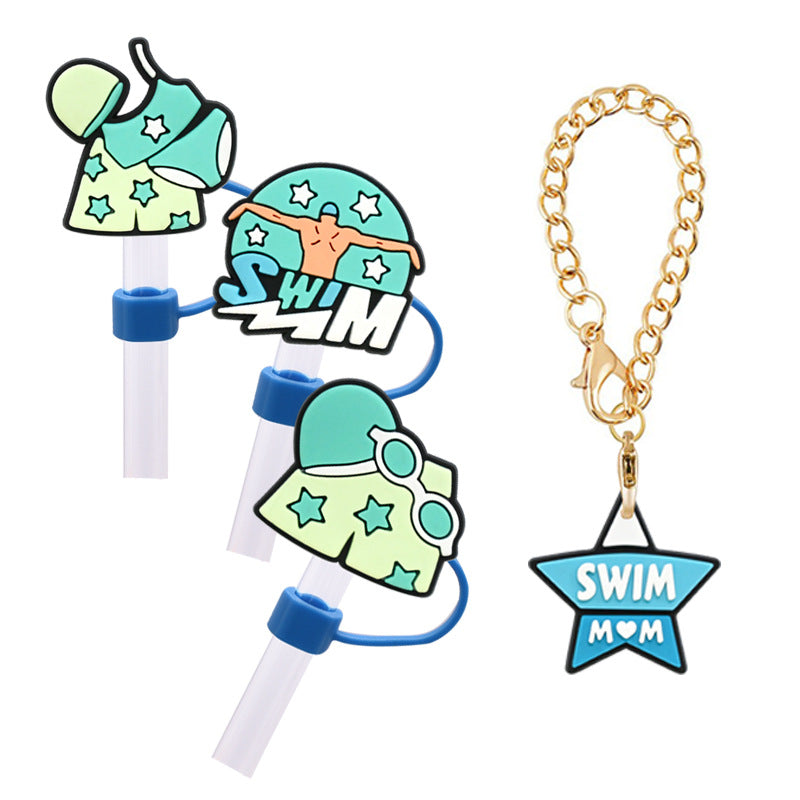 Wholesale Random 100pcs Swimming Necklace Straw Cover 10MM Straw Tube Cap