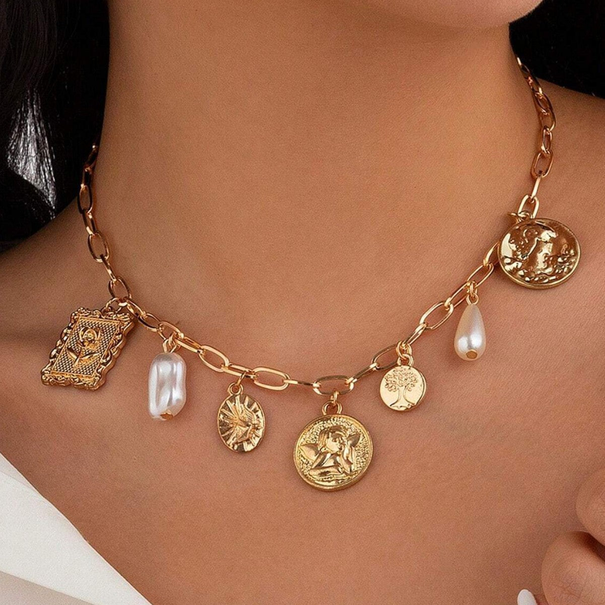 Wholesale Cool Hip-Hop Punk Style Avatar Square Pendant Necklace