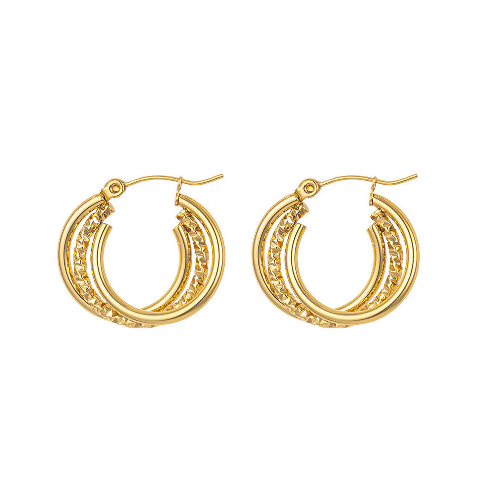 Wholesale Exaggerated retro titanium steel 18k gold twisted earrings