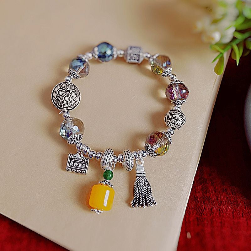 Wholesale Mixed Materials Handmade Safe Lock Blessing Bracelet,  Japanese Korean Style Fashion Accessory for Gift and Resale