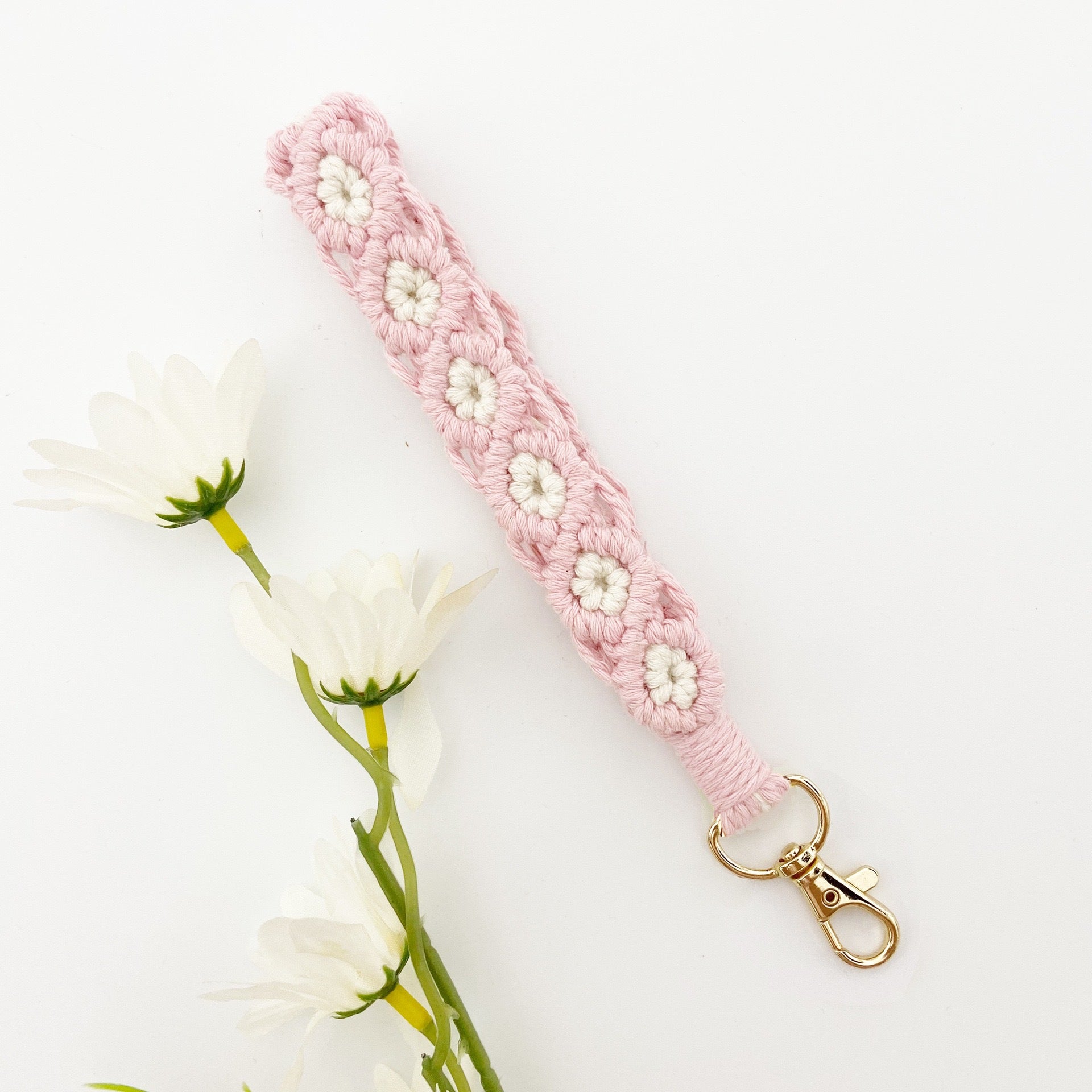 Wholesale Flower Rose Hand-woven Keychains Lanyard Keychain ACC-KC-Huaien003