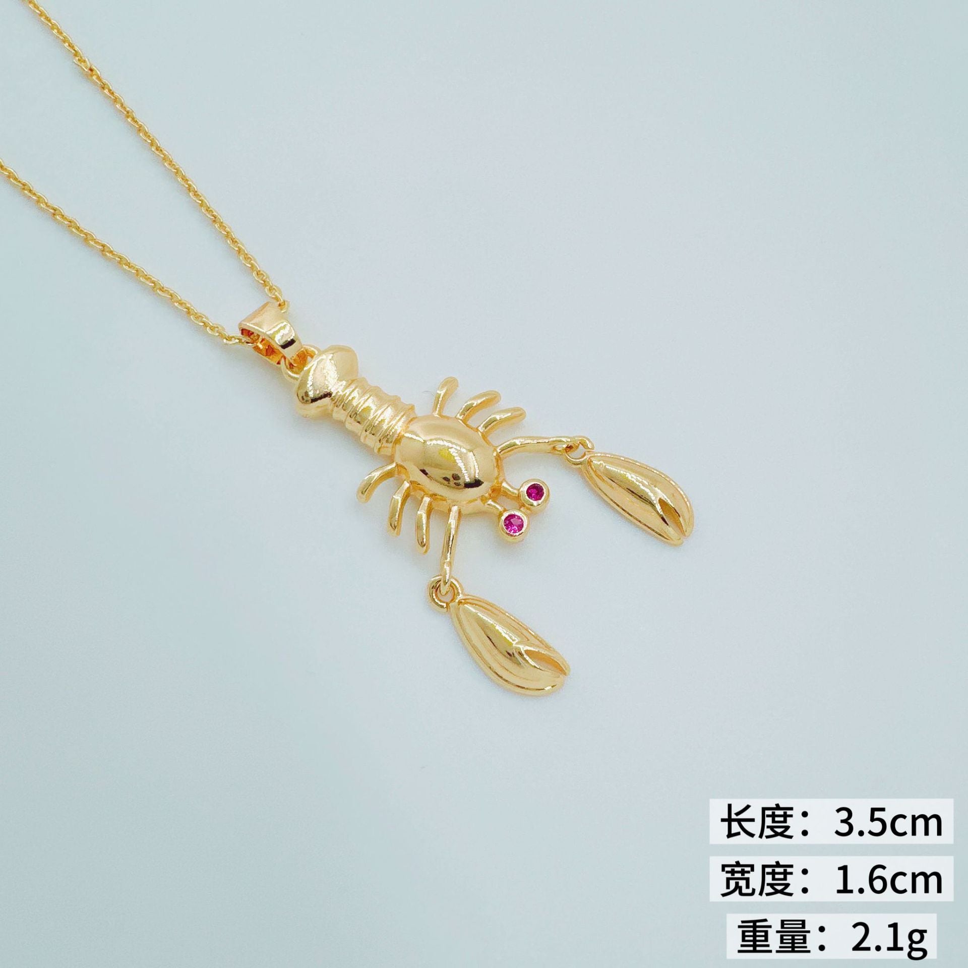 Wholesale Lobster Pendant Necklace Gold Tone Copper Niche Design Jewelry Accessory for Resale