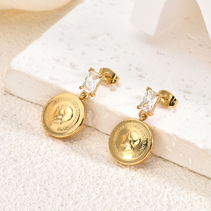 Wholesale Stainless steel cross cat eye earrings