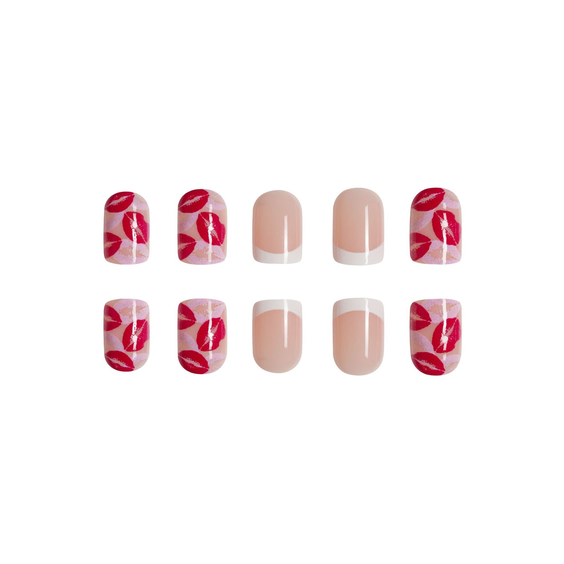 Wholesale 24 Pieces/box Valentine's Day Red Lip Manicure Press-on Nails Kits Nail Stickers ACC-NS-GuaiXL048