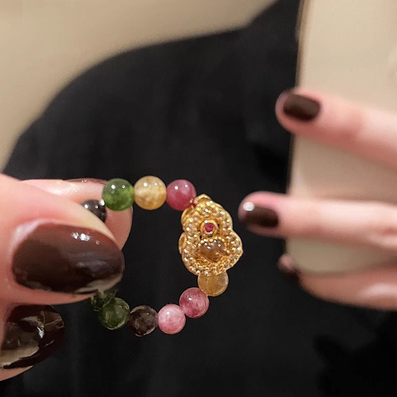 Wholesale Chic Gourd Bead Ring Women S Zinc Alloy Fashion Accessory Electroplated Finish Boutique Resale Everyday Wear
