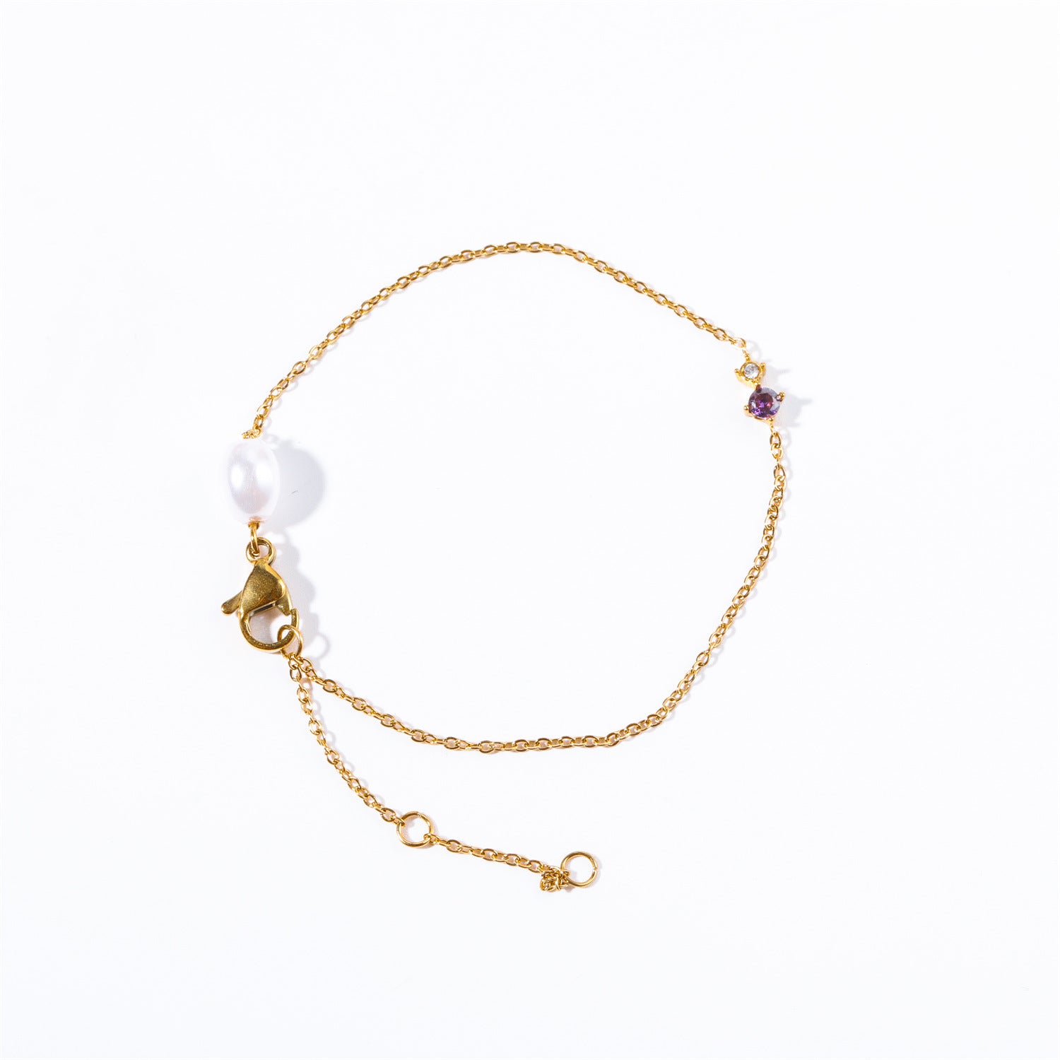 Wholesale 18k Gold Plated Titanium Steel Twelve Birthstone Simple Bracelet