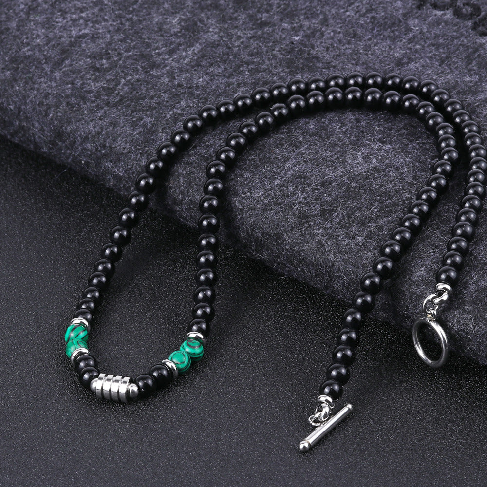 Wholesale titanium steel men' s tiger eye stone necklace