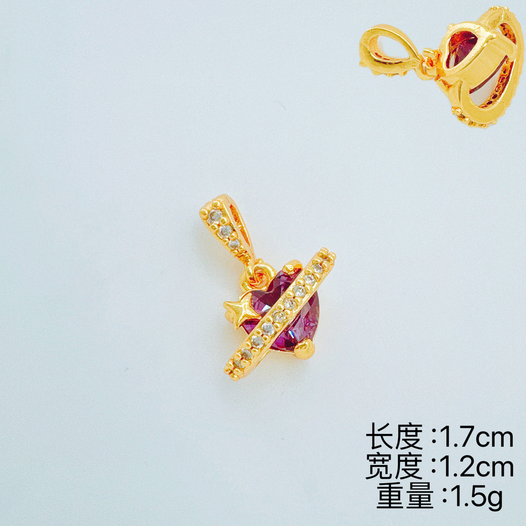 Wholesale Light Luxury Heart Pendant Necklace Copper Zircon Fashion Jewelry Accessory for Gift