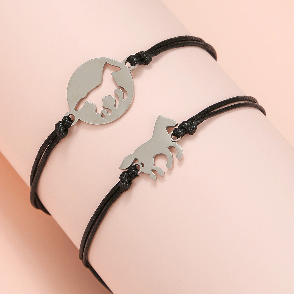 Wholesale Stainless Steel Horse Bracelet Mother's Day Set