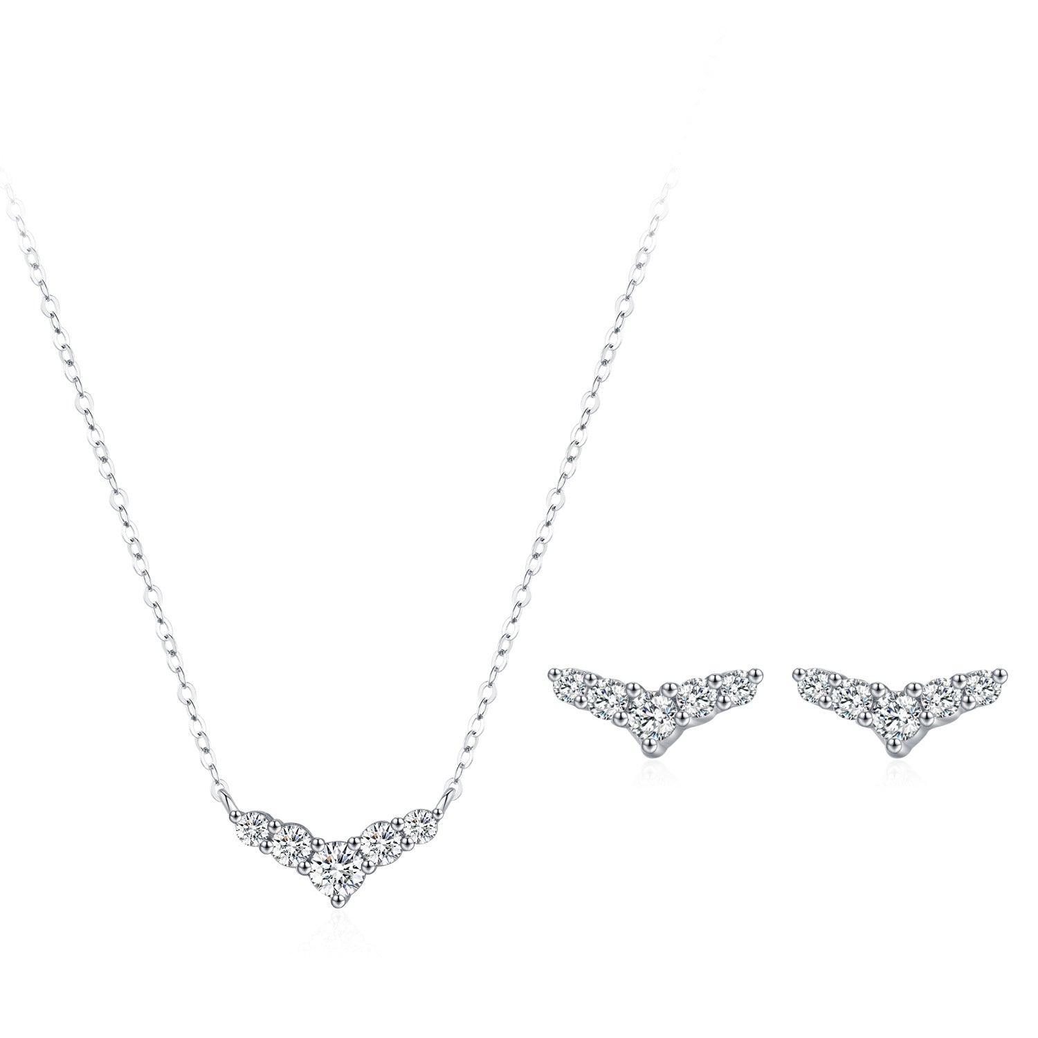Wholesale S925 Sterling Silver Delicate Dolphin Fishtail Earrings Necklace  Jewelry suit