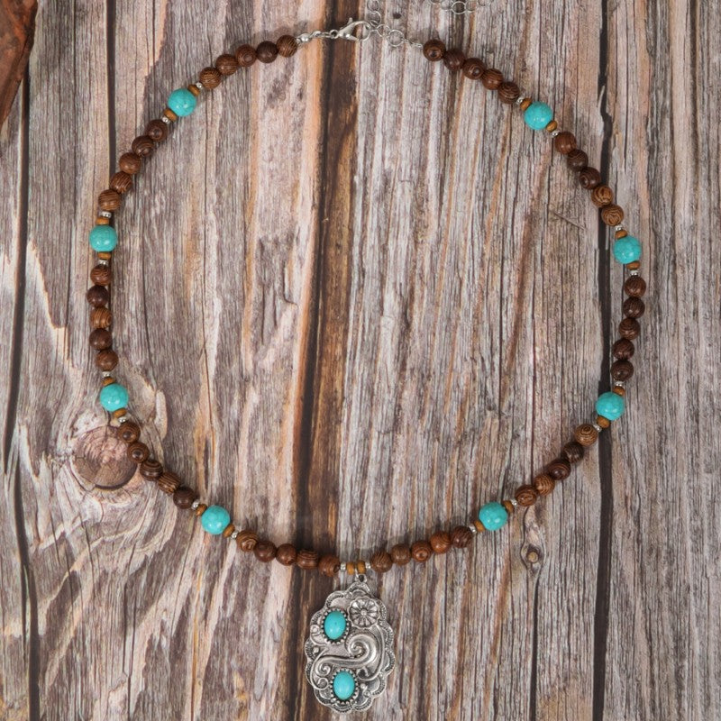 Wholesale Ethnic Style Turquoise Bull Head Carved Handmade Beaded Necklace ACC-NE-JunJie016