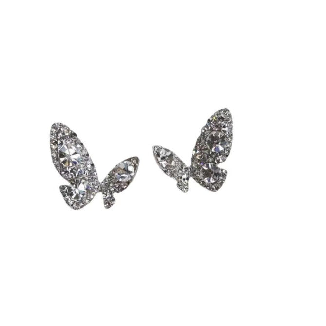 Wholesale S925 silver full diamond butterfly earrings