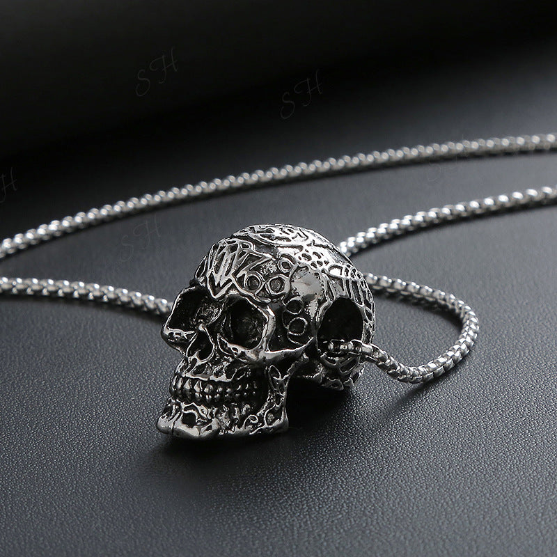 Wholesale Jewelry Stainless Steel Boho Style Skull Pendant Necklace