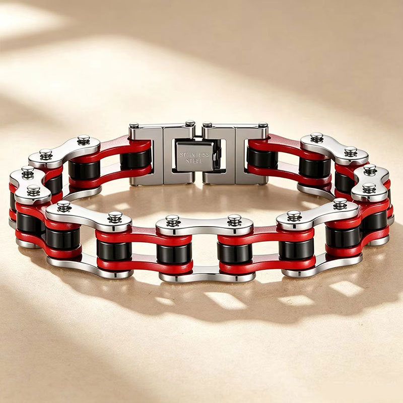 Wholesale Punk Rock Stainless Steel Bracelet for Men,  Motorcycle Chain Design,  Fashion Accessory,  Casual Everyday Wear