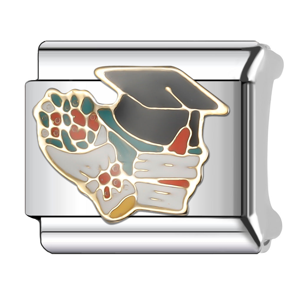 Wholesale Italian Charm Bracelet 9mm DIY Splicing Creative Pattern Stainless Steel Composable Bracelet