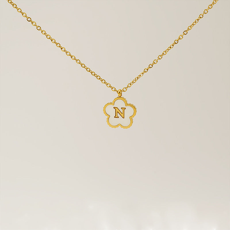 Wholesale Stainless Steel Letter Flower Necklace
