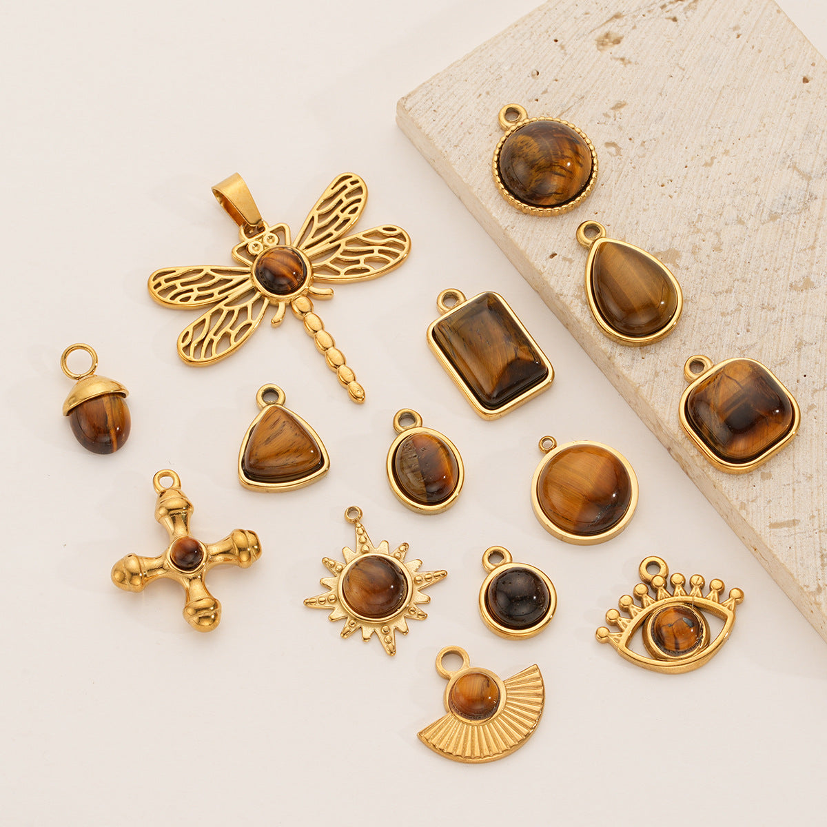 Wholesale Stainless Steel Maillard Tiger Eye Pendant
