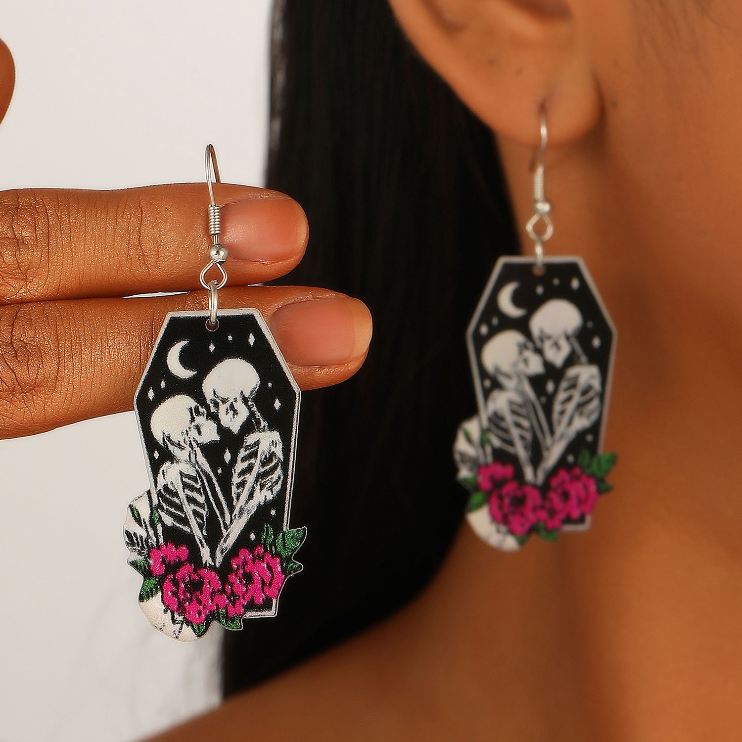 Wholesale  Creative Acrylic Earrings  Skull Cherry Reading Frog Halloween Earrings