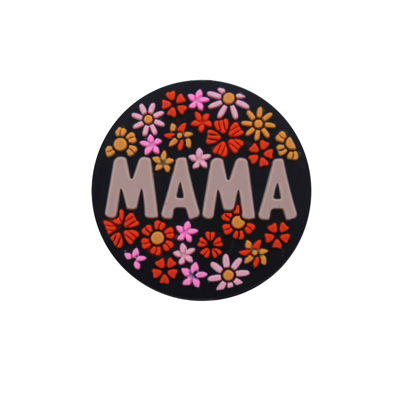 Wholesale 5pcs MaMa Silicone Beads Focal Beads Mother's Day ACC-BDS-GuangTian032