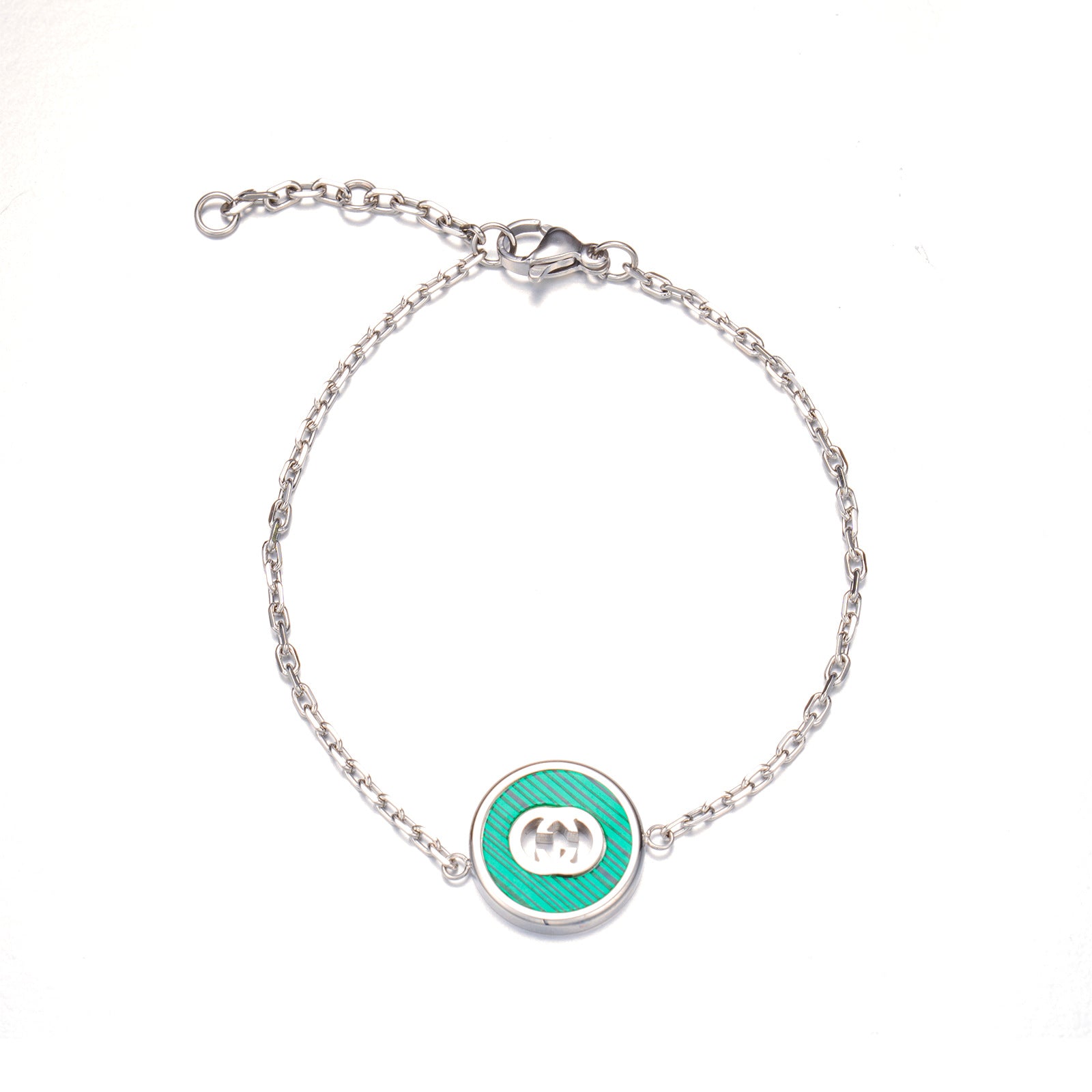 Wholesale Stainless Steel Enamel Retro Bracelet with Double Letter Design Stylish Office Lady Fashion Accessory