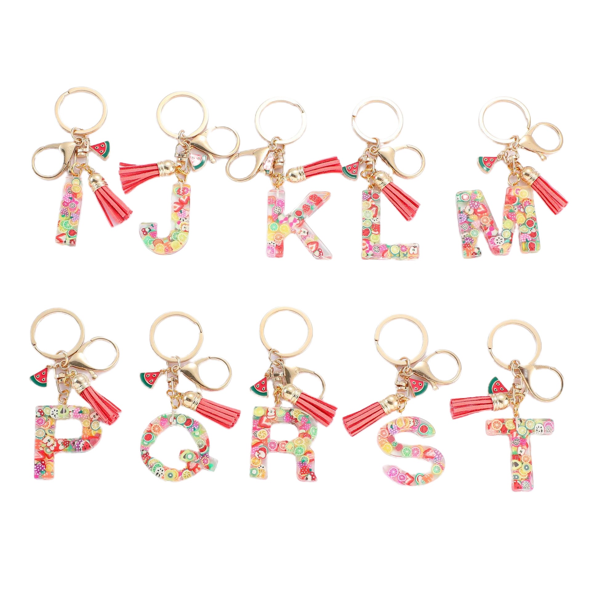 Wholesale Fruit resin letter keychain