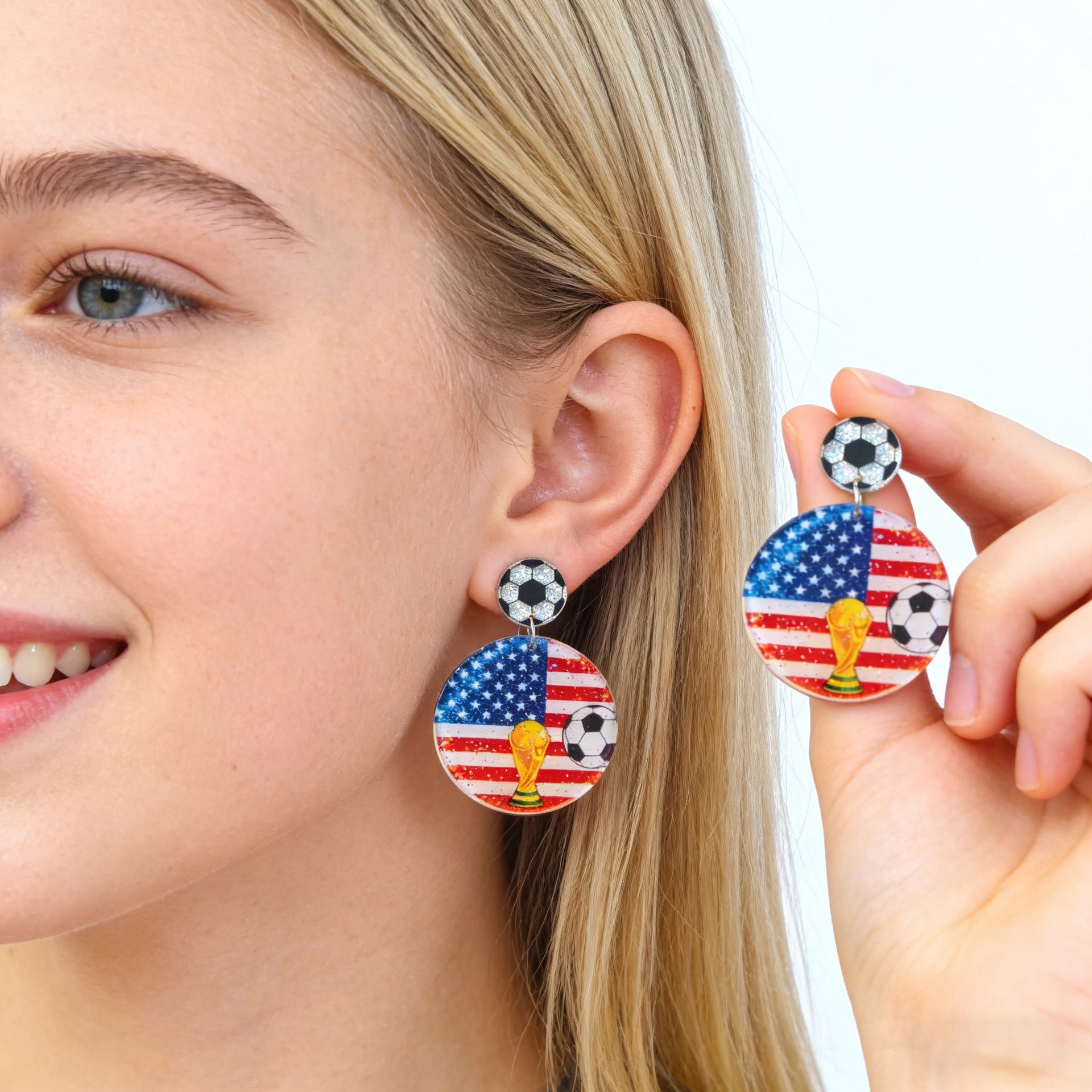 Wholesale US Canada Mexico World Cup Asian Football Champion Earrings