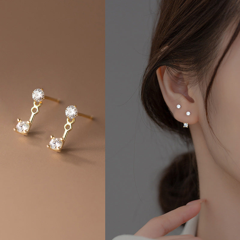Wholesale Minimalist Zircon Stud Earrings Copper Electroplated Versatile Everyday Jewelry for Women