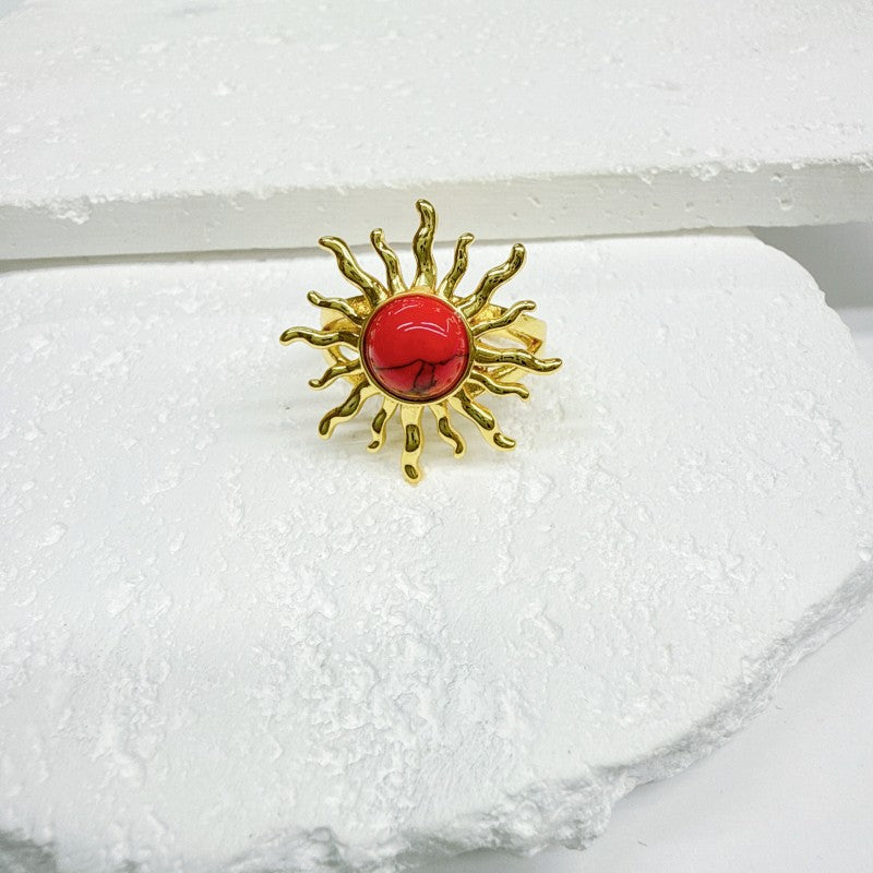 Wholesale Wave sun copper plated 18k color-preserving adjustable ring Adjustable rings