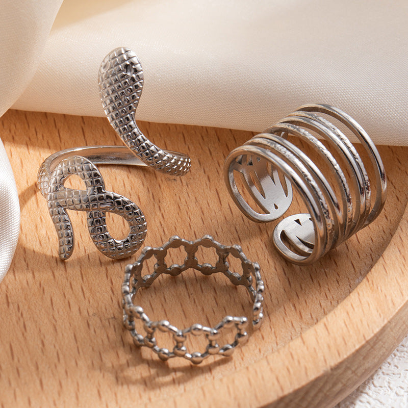Wholesale Geometric Snake Line Retro Titanium Steel Ring,  Jewelry Accessory for Women