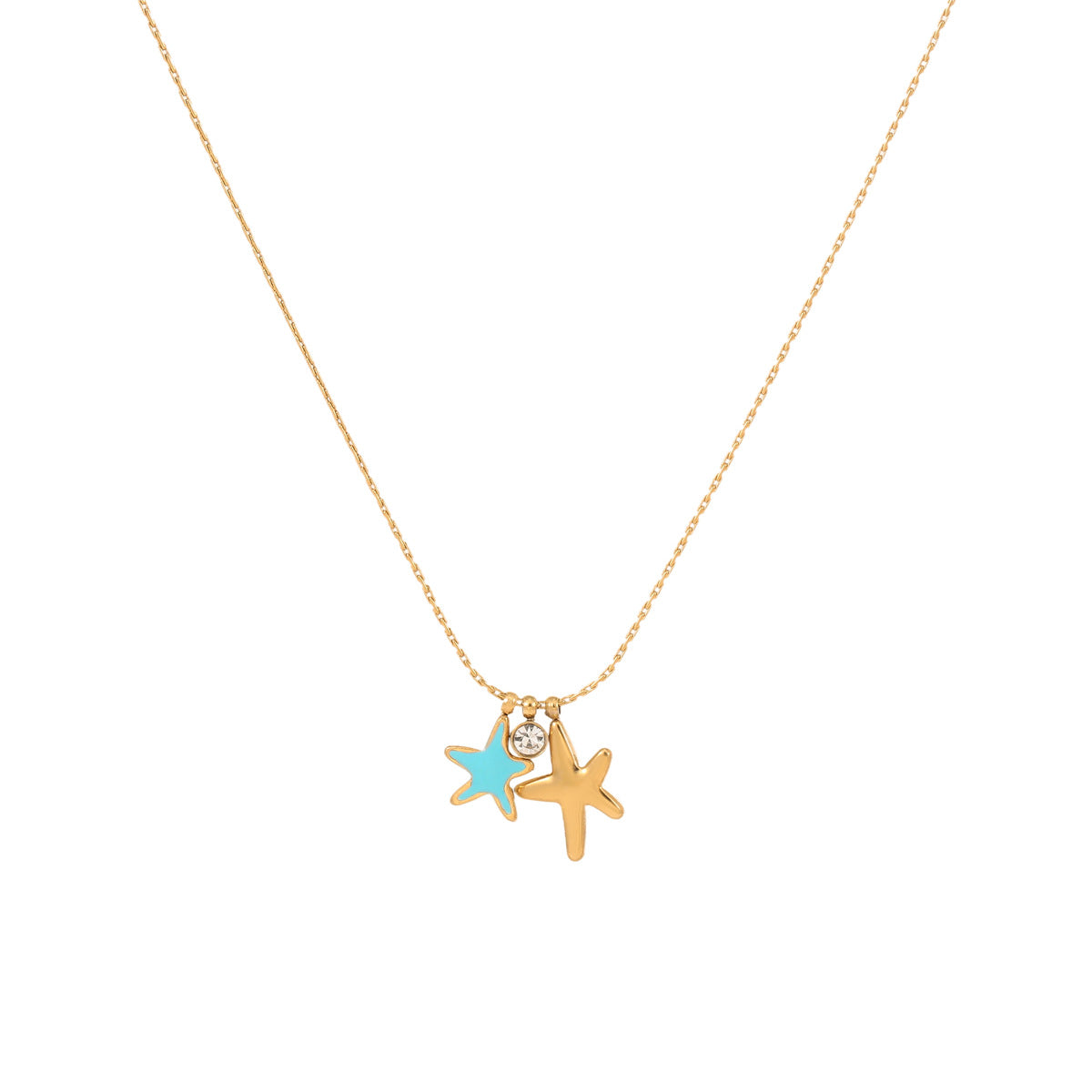 Wholesale  colored starfish stainless steel 18k gold plated necklace