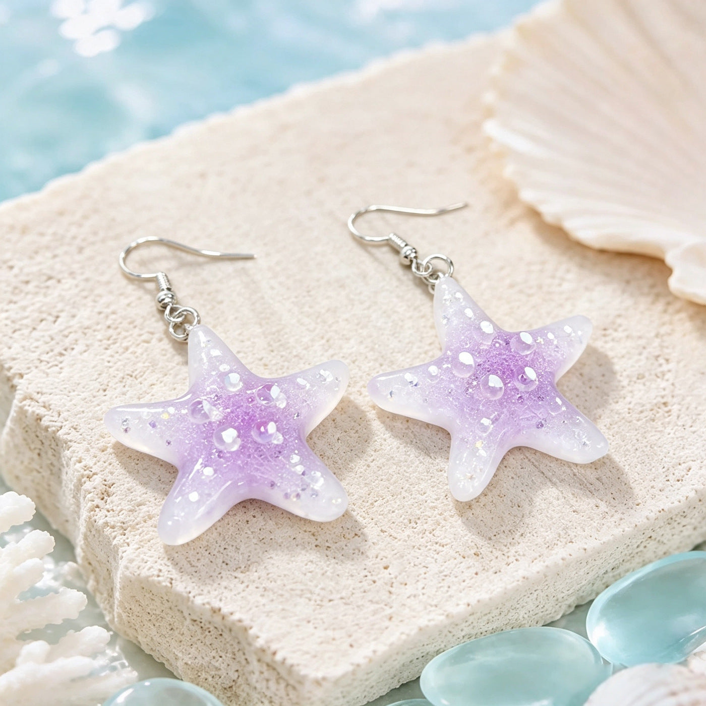Wholesale Starfish Earrings For Women Summer Beach Gradient Jelly Macaron Fashion Jewelry Accessory